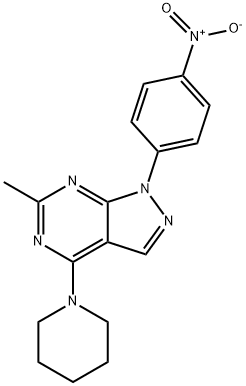 6-Methyl-1-(4-nitrophenyl)-4-(piperidin-1-yl)-1H-pyrazolo[3,4-d]pyrimidine Structure