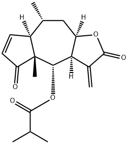 Propanoic acid, 2-methyl-, (3aR,4S,4aR,7aR,8R,9aR)-2,3,3a,4,4a,5,7a,8,9,9a-decahydro-4a,8-dimethyl-3-methylene-2,5-dioxoazuleno[6,5-b]furan-4-yl ester Structure