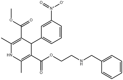 3,5-Pyridinedicarboxylic acid, 1,4-dihydro-2,6-dimethyl-4-(3-nitrophenyl)-, 3-methyl 5-[2-[(phenylmethyl)amino]ethyl] ester 구조식 이미지
