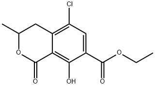 Ethyl 5-chloro-8-hydroxy-3-methyl-1-oxoisochroman-7-carboxylate 구조식 이미지