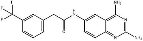 N-(2,4-Diaminoquinazolin-6-yl)-2-(3-(trifluoromethyl)phenyl)acetamide 구조식 이미지