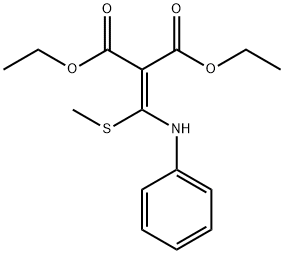 Propanedioic acid, 2-[(methylthio)(phenylamino)methylene]-, 1,3-diethyl ester Structure