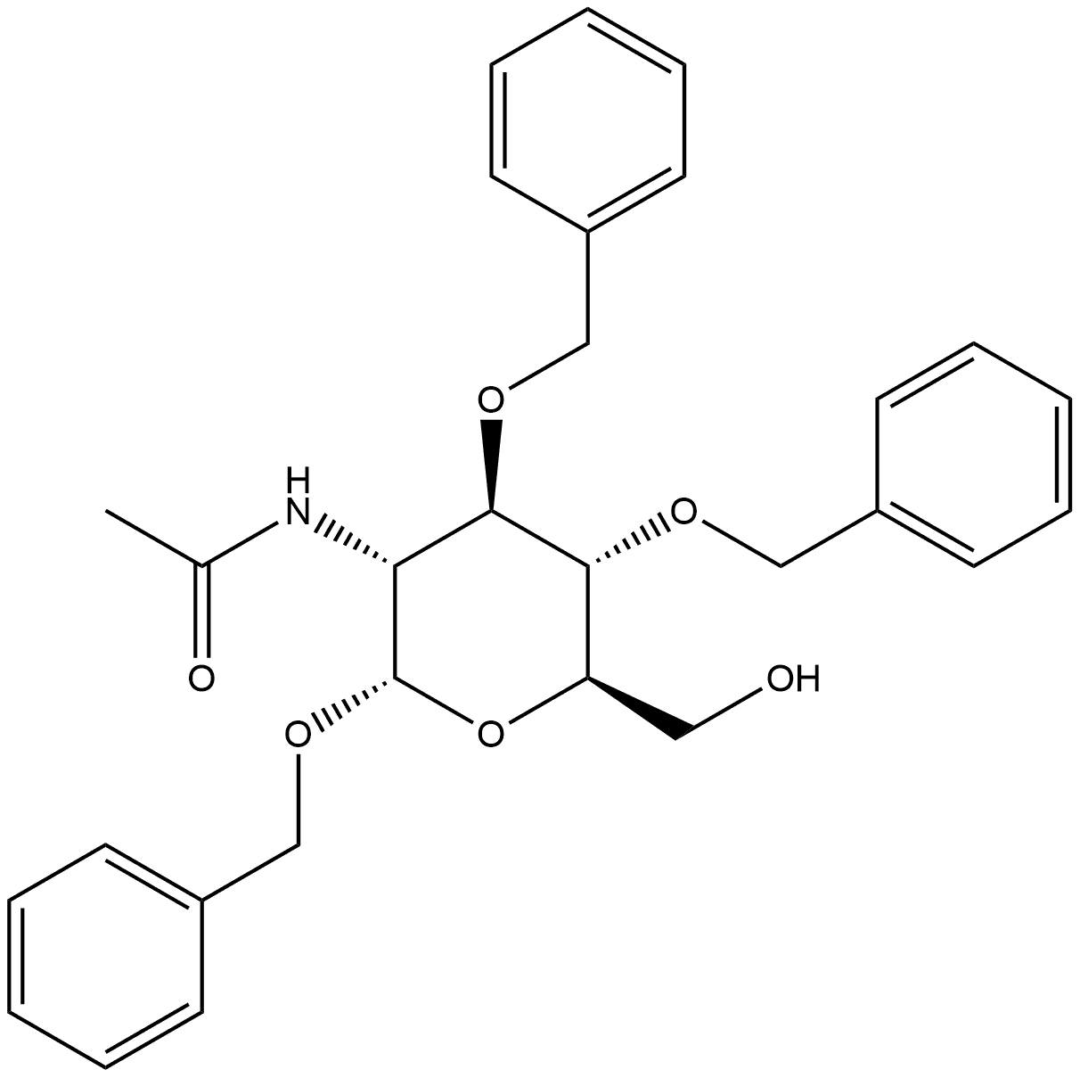 Benzyl 2-acetamido-3,4-di-O-benzyl-2-deoxy-α-D-glucopyranoside Structure
