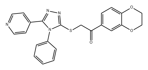 Ethanone, 1-(2,3-dihydro-1,4-benzodioxin-6-yl)-2-[[4-phenyl-5-(4-pyridinyl)-4H-1,2,4-triazol-3-yl]thio]- 구조식 이미지