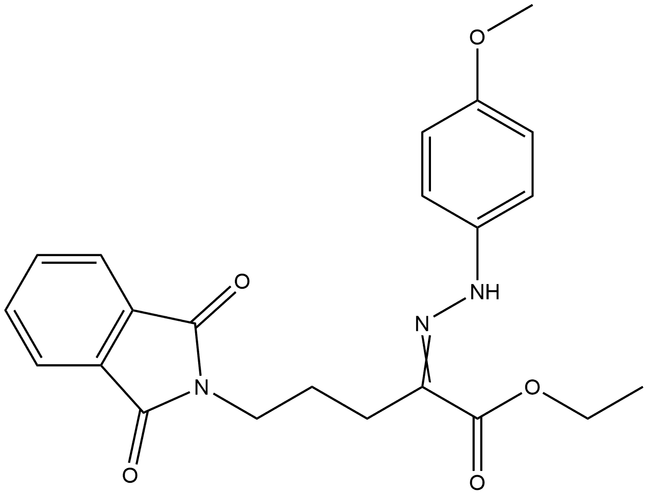 2H-Isoindole-2-pentanoic acid, 1,3-dihydro-α-[2-(4-methoxyphenyl)hydrazinylidene]-1,3-dioxo-, ethyl ester Structure