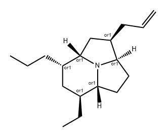 Pyrrolo[2,1,5-cd]indolizine, 5-ethyldecahydro-2-(2-propen-1-yl)-7-propyl-, (2R,2aR,4aR,5S,7S,7aS)-rel- Structure