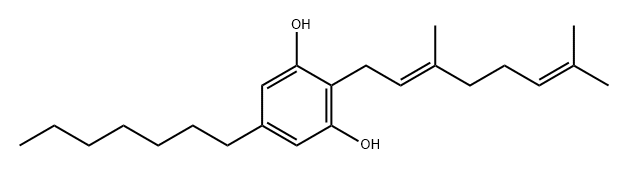 1,3-Benzenediol, 2-(3,7-dimethyl-2,6-octadienyl)-5-heptyl-, (E)- (9CI) Structure