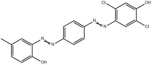 Phenol, 2,5-dichloro-4-[2-[4-[2-(2-hydroxy-5-methylphenyl)diazenyl]phenyl]diazenyl]- Structure