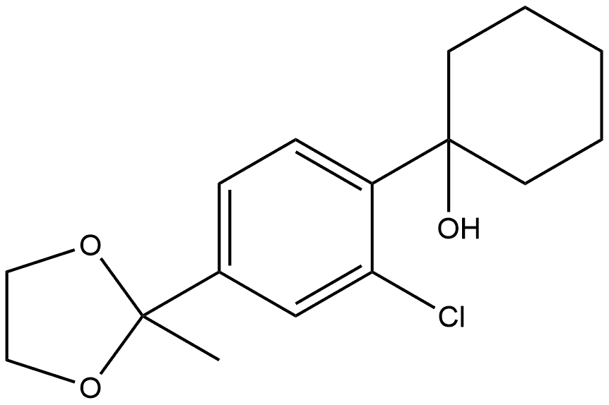 1-(2-chloro-4-(2-methyl-1,3-dioxolan-2-yl)phenyl)cyclohexanol Structure