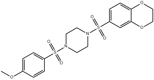 Piperazine, 1-[(2,3-dihydro-1,4-benzodioxin-6-yl)sulfonyl]-4-[(4-methoxyphenyl)sulfonyl]- Structure