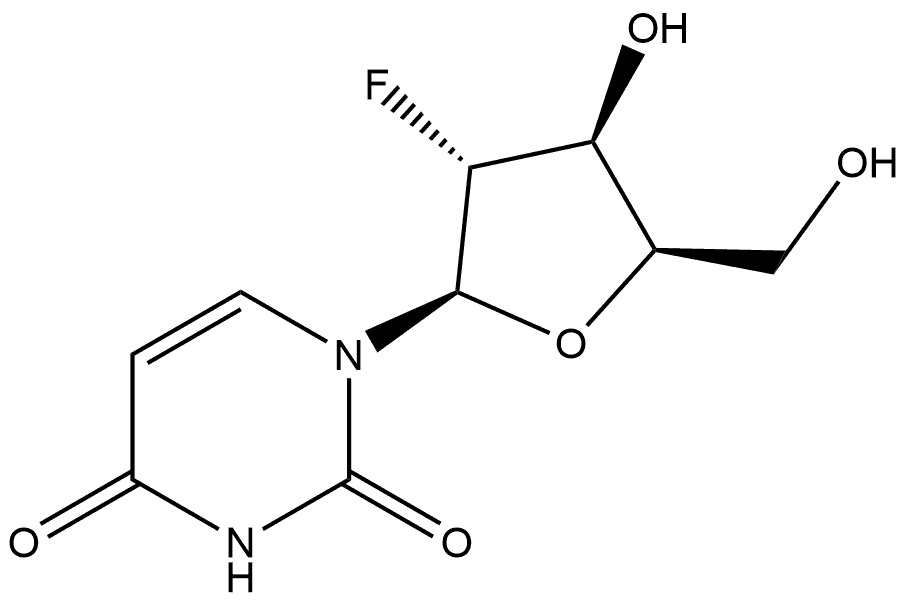 2,4(1H,3H)-Pyrimidinedione, 1-(2-deoxy-2-fluoro-β-D-xylofuranosyl)- Structure