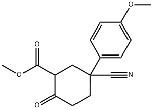 Cyclohexanecarboxylic acid, 5-cyano-5-(4-methoxyphenyl)-2-oxo-, methyl ester Structure