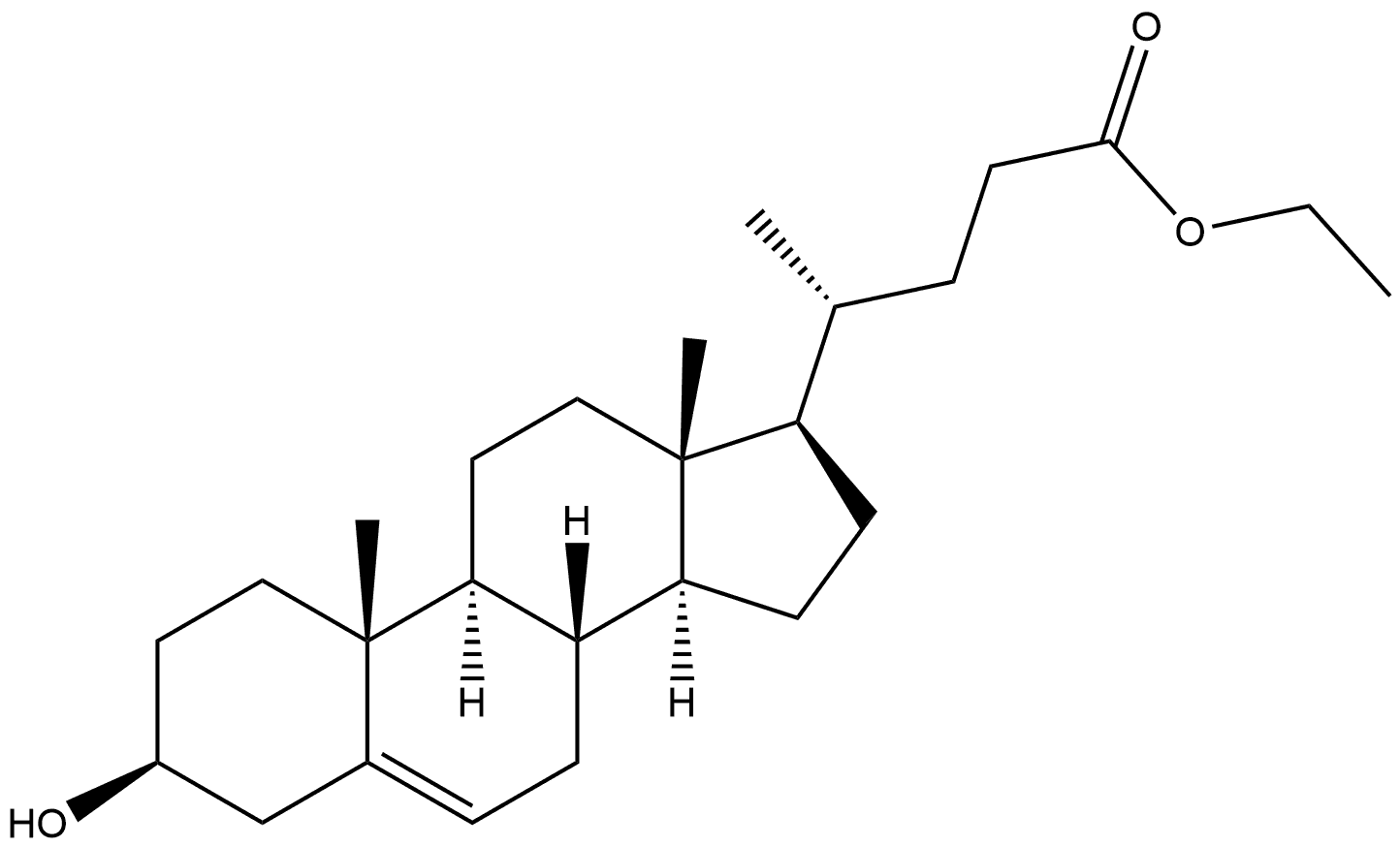 Chol-5-en-24-oic acid, 3-hydroxy-, ethyl ester, (3β)- 구조식 이미지