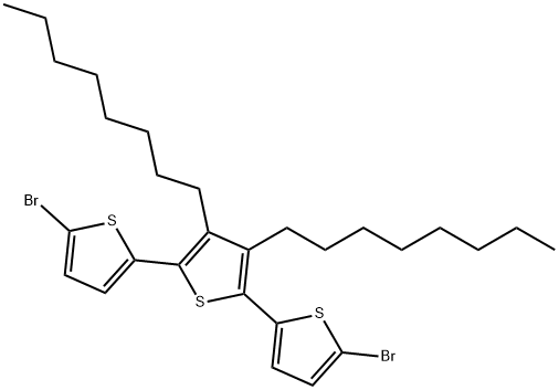 2,2':5',2''-Terthiophene, 5,5''-dibromo-3',4'-dioctyl- (9CI) Structure