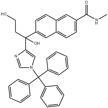 2-Naphthalenecarboxamide, 6-[1,3-dihydroxy-1-[1-(triphenylmethyl)-1H-imidazol-4-yl]propyl]-N-methyl- 구조식 이미지