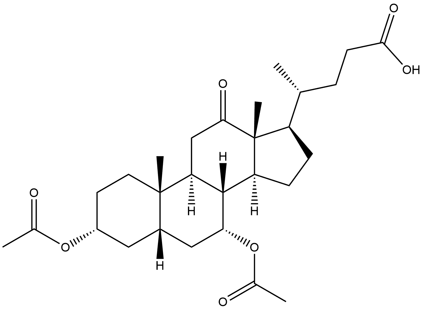 Cholan-24-oic acid, 3,7-bis(acetyloxy)-12-oxo-, (3α,5β,7α)- (9CI) Structure