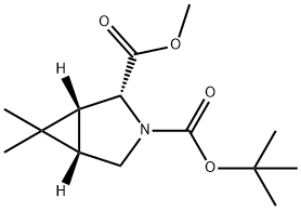 3-Azabicyclo[3.1.0]hexane-2,3-dicarboxylic acid, 6,6-dimethyl-, 3-(1,1-dimethylethyl) 2-methyl ester, (1R,2R,5S)- 구조식 이미지