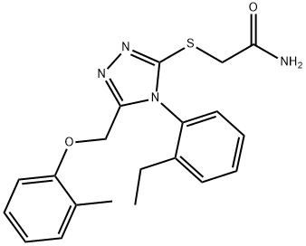 Acetamide, 2-[[4-(2-ethylphenyl)-5-[(2-methylphenoxy)methyl]-4H-1,2,4-triazol-3-yl]thio]- Structure