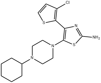 2-Thiazolamine, 4-(3-chloro-2-thienyl)-5-(4-cyclohexyl-1-piperazinyl)- Structure