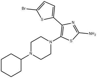 2-Thiazolamine, 4-(5-bromo-2-thienyl)-5-(4-cyclohexyl-1-piperazinyl)- 구조식 이미지