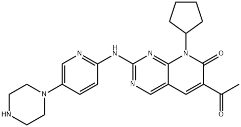 Pyrido[2,3-d]pyrimidin-7(8H)-one, 6-acetyl-8-cyclopentyl-2-[[5-(1-piperazinyl)-2-pyridinyl]amino]- Structure