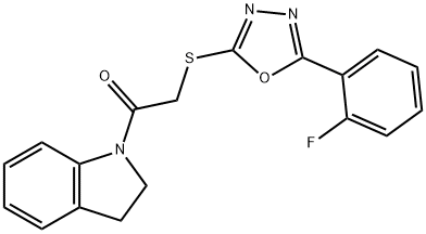 Ethanone, 1-(2,3-dihydro-1H-indol-1-yl)-2-[[5-(2-fluorophenyl)-1,3,4-oxadiazol-2-yl]thio]- Structure