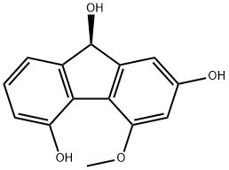 9H-Fluorene-2,5,9-triol, 4-methoxy-, (9R)- Structure