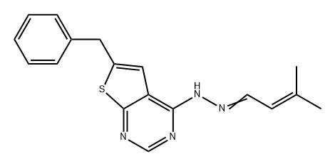 2-Butenal, 3-methyl-, 2-[6-(phenylmethyl)thieno[2,3-d]pyrimidin-4-yl]hydrazone Structure