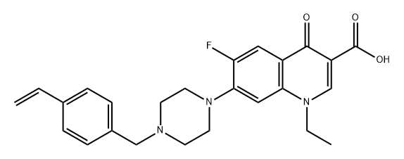 3-Quinolinecarboxylic acid, 7-[4-[(4-ethenylphenyl)methyl]-1-piperazinyl]-1-ethyl-6-fluoro-1,4-dihydro-4-oxo- Structure