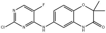 2H-1,4-Benzoxazin-3(4H)-one, 6-[(2-chloro-5-fluoro-4-pyrimidinyl)amino]-2,2-dimethyl- Structure