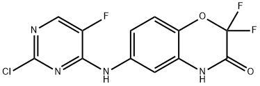 6-[(2-Chloro-5-fluoropyrimidin-4-yl)amino]-2,2-difluoro-4H-1,4-benzoxazin-3-one Structure