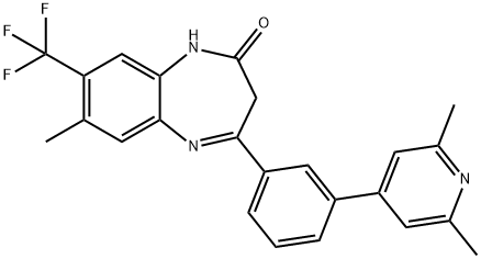 2H-1,5-Benzodiazepin-2-one, 4-[3-(2,6-dimethyl-4-pyridinyl)phenyl]-1,3-dihydro-7-methyl-8-(trifluoromethyl)- Structure