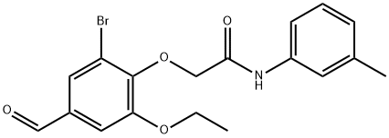 2-(2-Bromo-6-ethoxy-4-formylphenoxy)-N-(3-methylphenyl)acetamide 구조식 이미지