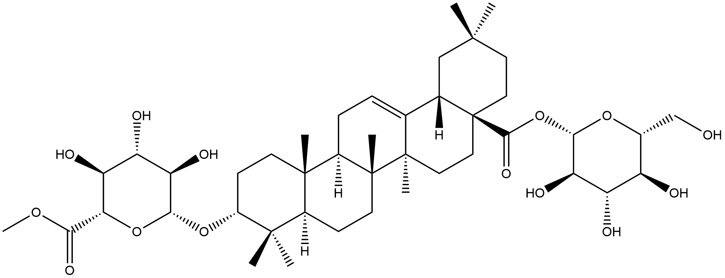 β-D-Glucopyranosiduronic acid, (3β)-28-(β-D-glucopyranosyloxy)-28-oxoolean-12-en-3-yl, methyl ester Structure