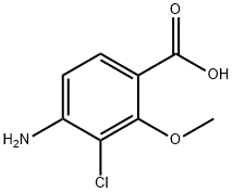 Benzoic acid, 4-amino-3-chloro-2-methoxy- Structure