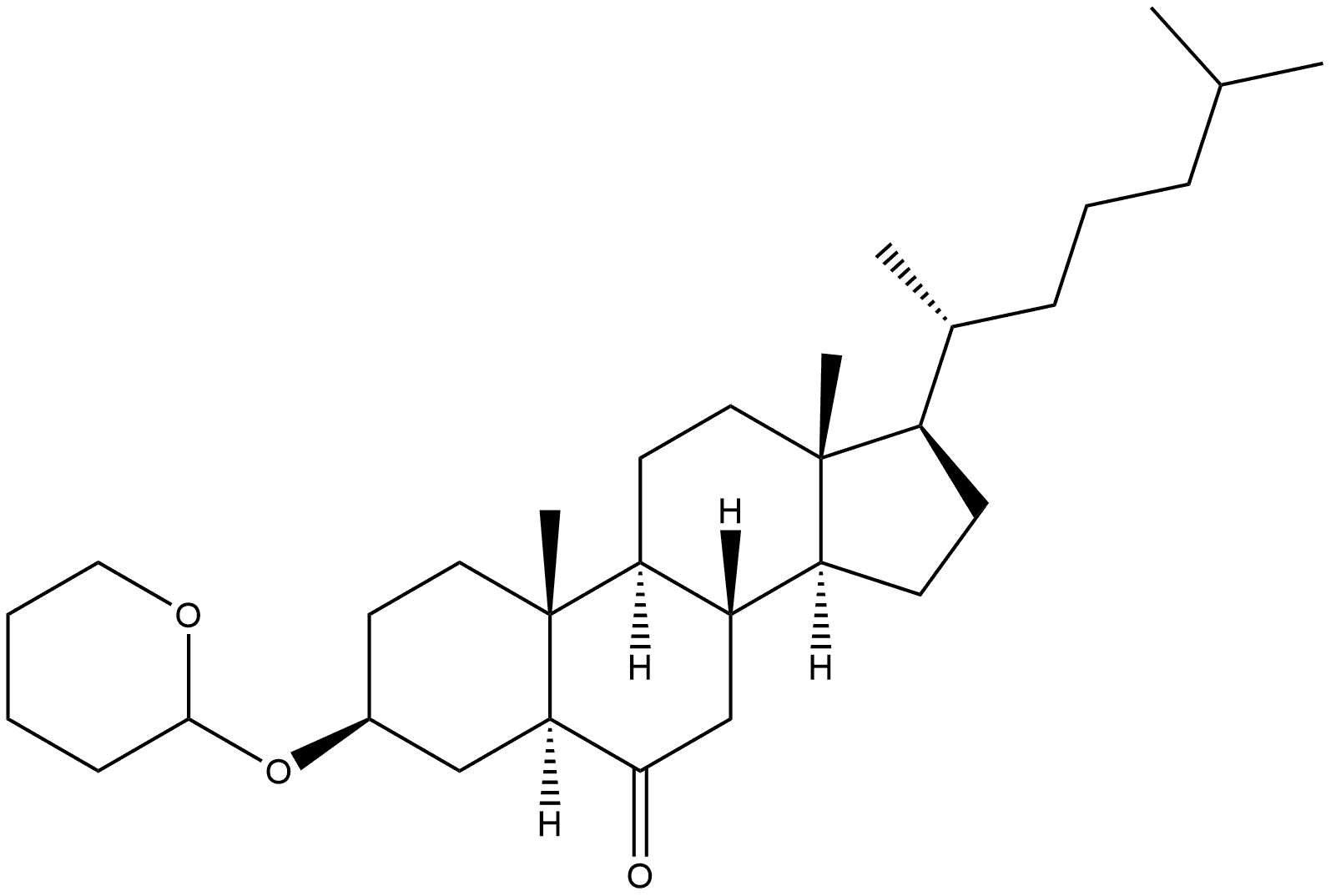 Cholestan-6-one, 3-[(tetrahydro-2H-pyran-2-yl)oxy]-, (3β,5α)- (9CI) Structure