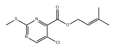 4-Pyrimidinecarboxylic acid, 5-chloro-2-(methylthio)-, 3-methyl-2-buten-1-yl ester 구조식 이미지