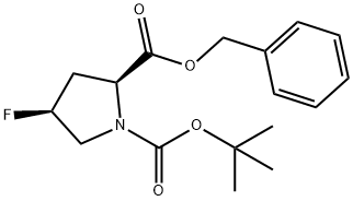 1,2-Pyrrolidinedicarboxylic acid, 4-fluoro-, 1-(1,1-dimethylethyl) 2-(phenylmethyl) ester, (2S,4S)- 구조식 이미지