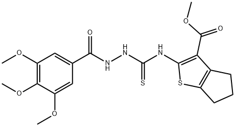 methyl 2-(2-(3,4,5-trimethoxybenzoyl)hydrazinecarbothioamido)-5,6-dihydro-4H-cyclopenta[b]thiophene-3-carboxylate 구조식 이미지