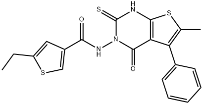 5-ethyl-N-(6-methyl-4-oxo-5-phenyl-2-sulfanylidene-1H-thieno[2,3-d]pyrimidin-3-yl)thiophene-3-carboxamide Structure