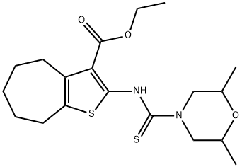 ethyl 2-(2,6-dimethylmorpholine-4-carbothioamido)-5,6,7,8-tetrahydro-4H-cyclohepta[b]thiophene-3-carboxylate 구조식 이미지