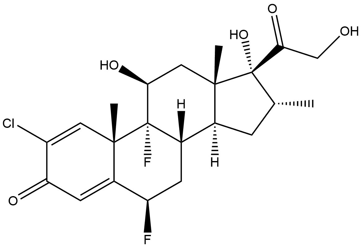 Pregna-1,4-diene-3,20-dione, 2-chloro-6,9-difluoro-11,17,21-trihydroxy-16-methyl-, (6β,11β,16α)- (9CI) 구조식 이미지