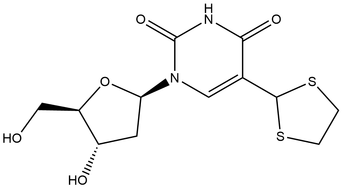 Uridine, 2'-deoxy-5-(1,3-dithiolan-2-yl)- Structure