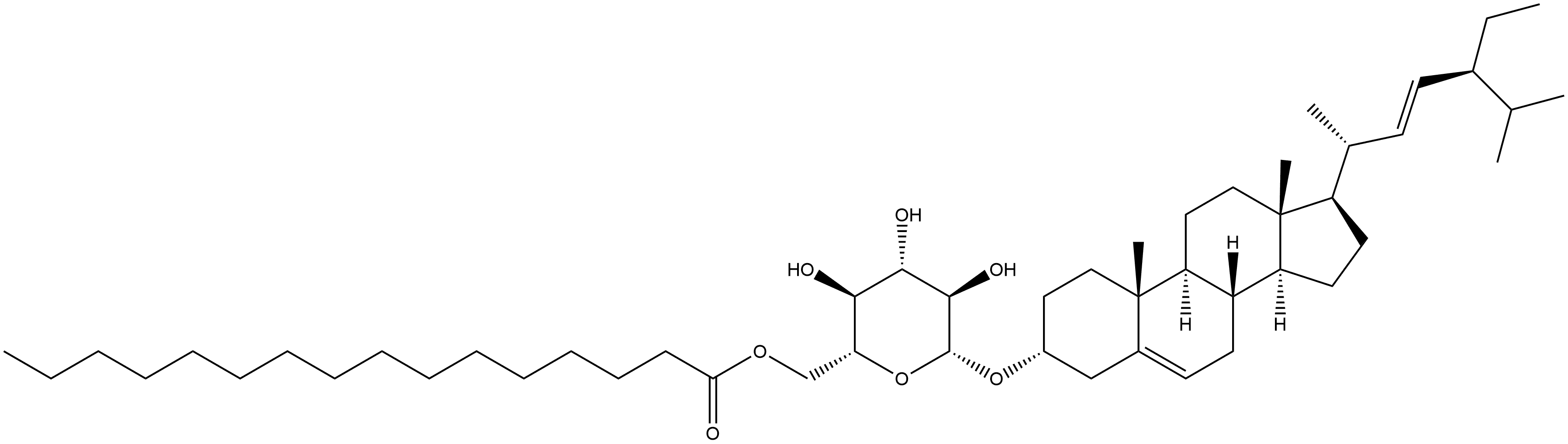 β-D-Glucopyranoside, (3β,22E)-stigmasta-5,22-dien-3-yl, 6-hexadecanoate Structure