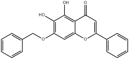 4H-1-Benzopyran-4-one, 5,6-dihydroxy-2-phenyl-7-(phenylmethoxy)- 구조식 이미지