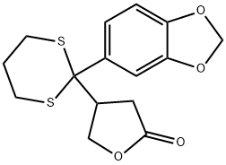 2(3H)-Furanone, 4-[2-(1,3-benzodioxol-5-yl)-1,3-dithian-2-yl]dihydro- 구조식 이미지