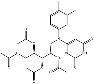 1-Deoxy-1-[(3,4-dimethylphenyl)(1,2,3,6-tetrahydro-2,6-dioxo-4-pyrimidinyl)amino]-D-ribitol 2,3,4,5-Tetraacetate Structure