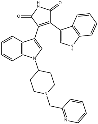 1H-Pyrrole-2,5-dione, 3-(1H-indol-3-yl)-4-[1-[1-(2-pyridinylmethyl)-4-piperidinyl]-1H-indol-3-yl]- Structure