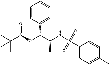 Benzenesulfonamide, N-[(1S,2R)-2-[[(S)-(1,1-dimethylethyl)sulfinyl]oxy]-1-methyl-2-phenylethyl]-4-methyl- 구조식 이미지