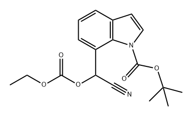 1H-Indole-1-carboxylic acid, 7-[cyano[(ethoxycarbonyl)oxy]methyl]-, 1,1-dimethylethyl ester Structure